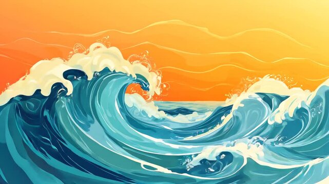 animated background with a bright hand-drawn wave