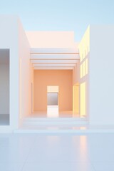 Modern minimalist entrance with bright light and clean lines