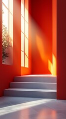 Two smooth rectangular objects are placed side by side, dark red on the left and light pink on the right. The background and ground appear in a gradual red tone