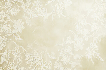 A delicate lace fabric texture background in ivory white. The intricate floral patterns, fine-thread details, and semi-transparent sections create a romantic, vintage, and elegant aesthetic suitable