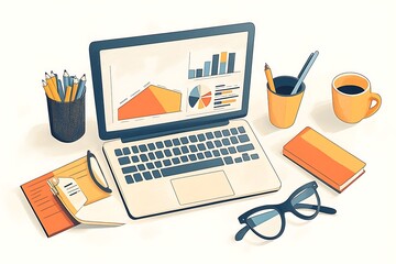 Laptop Analytics Workspace Productivity.