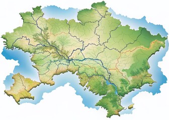 Fototapeta premium Ukraine Crimea Map Political Geographic Location Stock Photo
