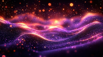 Abstract, glowing, wavy, particle design