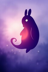 Mystical Purple Rabbit Silhouette