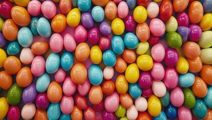 Obraz premium Colorful Easter Eggs in a Bright Array, Perfect for Celebrating Spring, Holiday Decor, and Festive Traditions in Vibrant Hues and Designs