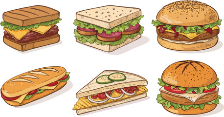 Sandwich vector design in isolated vector, Sandwich Logo and icon design