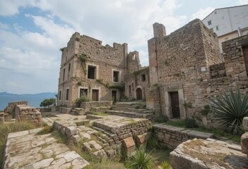 Close-up of ancient ruins with intricate details and textures
