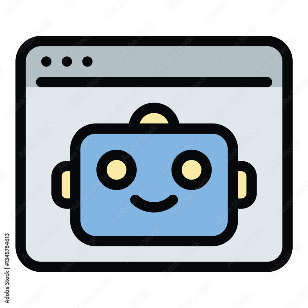 Aufkleber artificial intelligence website assistant icon flat line style illustration representing ai-powered 