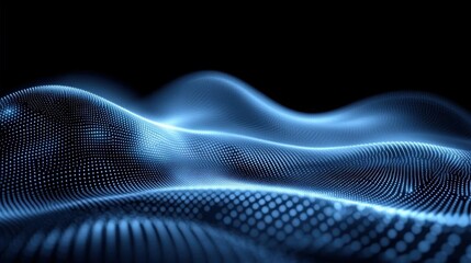 Abstract Blue Digital Wave Data Flow Background