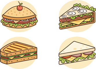 Sandwich vector design in isolated vector, Sandwich Logo and icon design