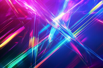 A futuristic, colorful abstract background featuring sharp, laser-like energy beams. The intense streaks of radiant blue, fiery magenta, and neon green create a sci-fi, high-tech, and visually