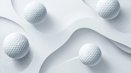 Abstract golf balls on white background