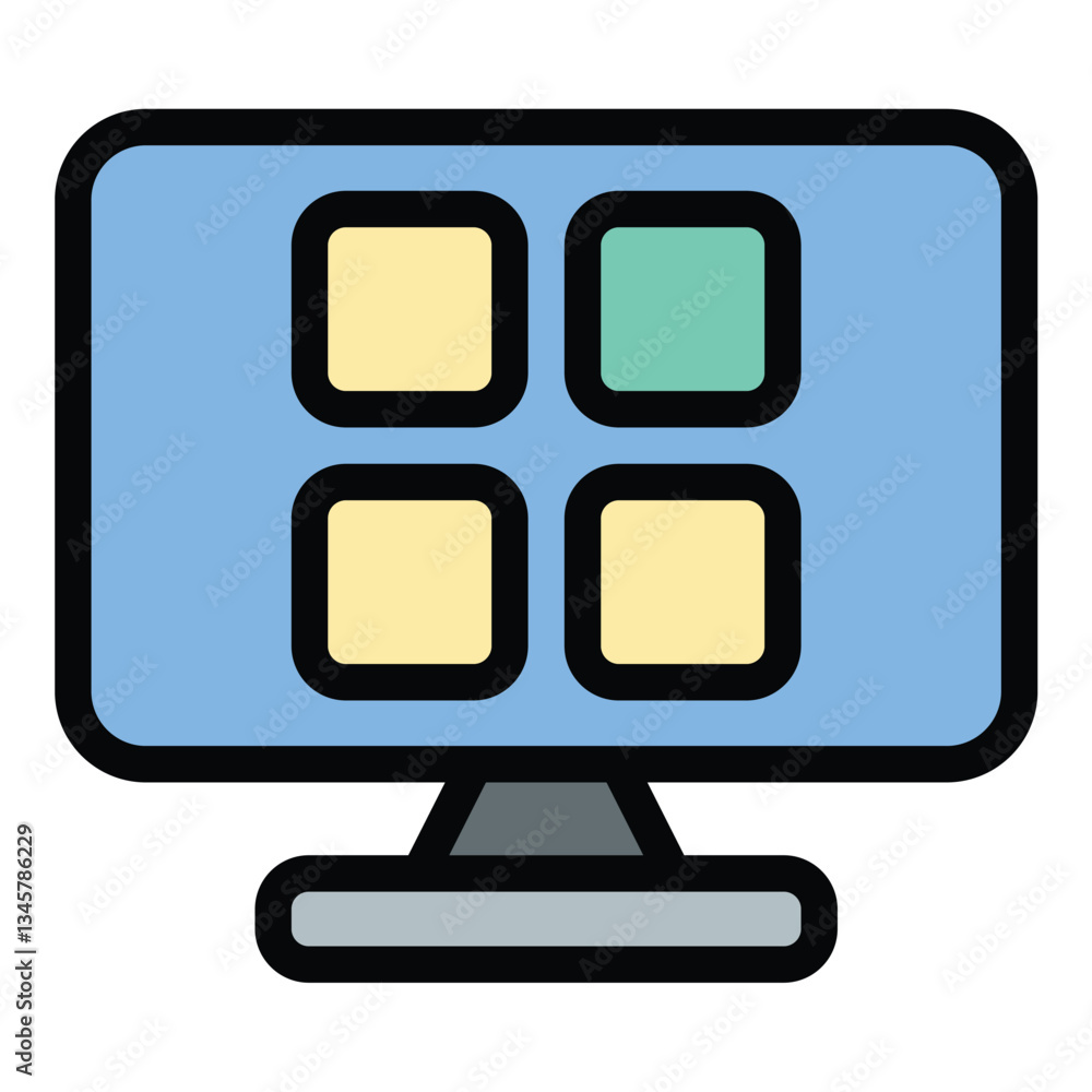 Poster application icon flat line style illustration representing software, digital tools, and mobile apps,