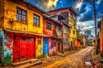Fototapeta premium Vibrant Kenyan Urban Exploration: Graffiti, Textures & Hues