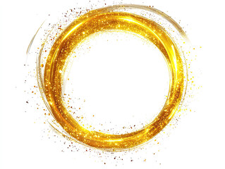 Golden glittering circle frame.