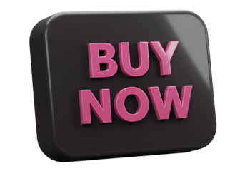 Black rectangular 'BUY NOW' button with bold pink text for e-commerce websites