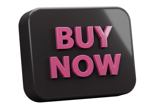 Black rectangular 'BUY NOW' button with bold pink text for e-commerce websites