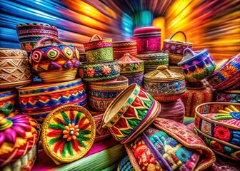 Fototapeta premium Vibrant Mexican Fiesta: Long Exposure Packaging Design Photography