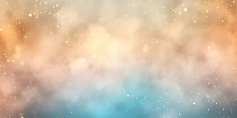 Naklejka premium A dreamy, colorful abstract background showcasing softly glowing, misty fog. The ethereal atmosphere in pastel gold, soft blue, and warm pink creates a peaceful, fantasy-inspired, and visually