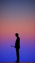 Man Silhouette for Tablet, Sunset Stage.