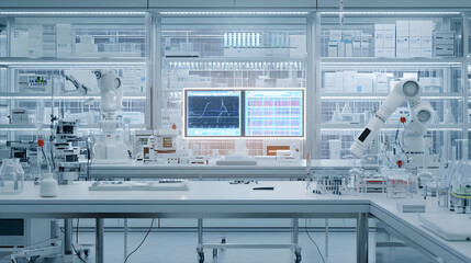 Fototapeta premium Modern Futuristic White Laboratory Interior