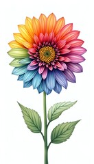  A Vibrant Colorful Flower, Flower In Rainbow Pattent 