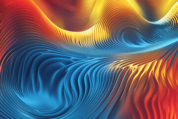 Obraz premium A dynamic, colorful abstract background with concentric circles of radiant light. The glowing, ripple-like formations in bright blue, deep red, and golden yellow create a hypnotic, futuristic, and