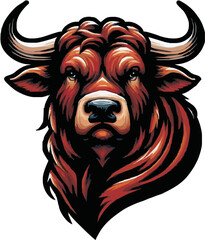 head bull vector colored ilustration on tranparant background.png