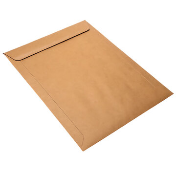 Large A4 blank brown envelope isolated on transparent background