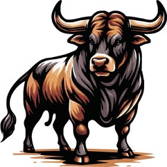bull vector colored ilustration on tranparant background.png