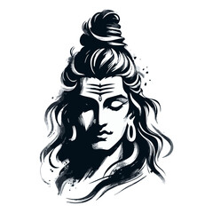 Fototapeta premium Shiva Head face brush stroke art vector illustration