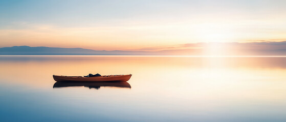 Serene kayaking adventure at sunrise tranquil lake photography calm waters scenic view nature escape