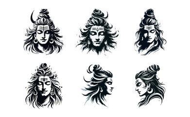 Fototapeta premium Shiva Head face brush stroke art vector illustration