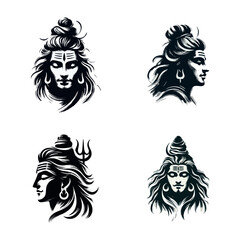 Obraz premium Shiva Head face brush stroke art vector illustration