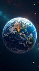 Fototapeta premium Our home planet, Earth, is a blue and green sphere with continents and oceans