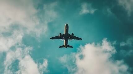 Airplane Silhouette Against a Cloudy Sky