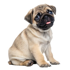Obraz premium Pug puppy sitting isolated on transparent background