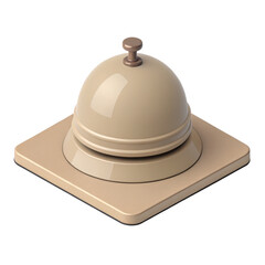 Fototapeta premium 3D rendering of minimalistic bell icon in solid taupe, featuring smooth, glossy finish and simple, elegant design. bell sits on square base, exuding modern aesthetic