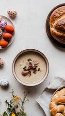 Fototapeta premium Traditional greek easter feast with koulourakia and tsoureki delights
