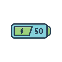 Color illustration icon for battery