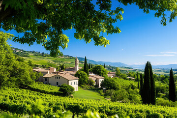 Vineyard harvest festival tuscany italy scenic landscape sunny day agricultural celebration