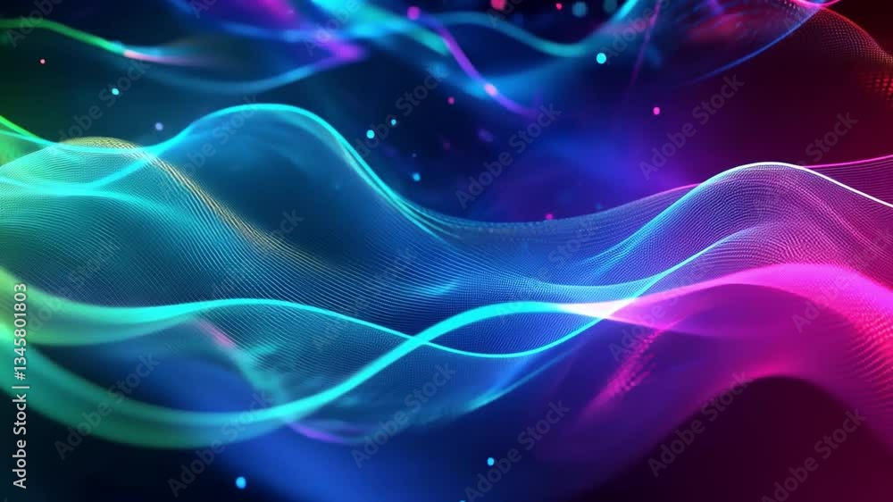 Poster abstract waves of light: a mesmerizing display of vibrant, flowing waves in a kaleidoscope of colors