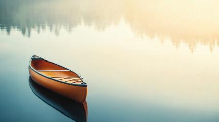 Canoeing adventure on calm lake serene nature scene photography early morning light tranquil environment