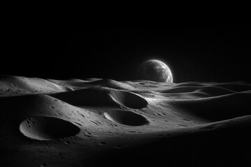 Exploring lunar landscapes moon surface photography outer space black and white astronomical view cosmic perspective