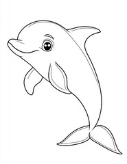 Obraz premium Dolphin Delight: A charming, minimalist illustration of a playful dolphin, perfect for coloring or adding to creative projects.