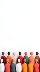 Naklejka premium A minimalistic illustration of diverse figures standing in a row, showcasing a variety of colors and styles against a blank background.