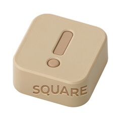 Fototapeta premium beige 3D square button with rounded edges features exclamation mark on top, conveying sense of alert or importance. word SQUARE is embossed on side