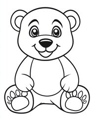 Naklejka premium Cuddly Teddy Bear Outline: A charming, simple line drawing of a friendly teddy bear with an inviting smile, perfect for coloring or design projects.