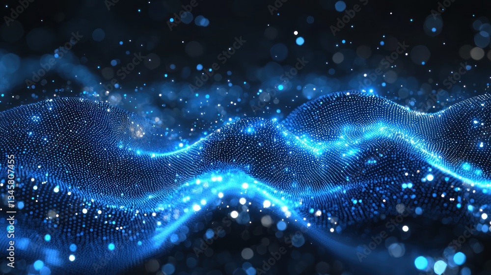 Aufkleber an abstract digital rendering of blue glowing wave patterns
