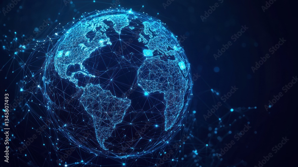 Aufkleber digital depiction of an interconnected globe with a network overlay